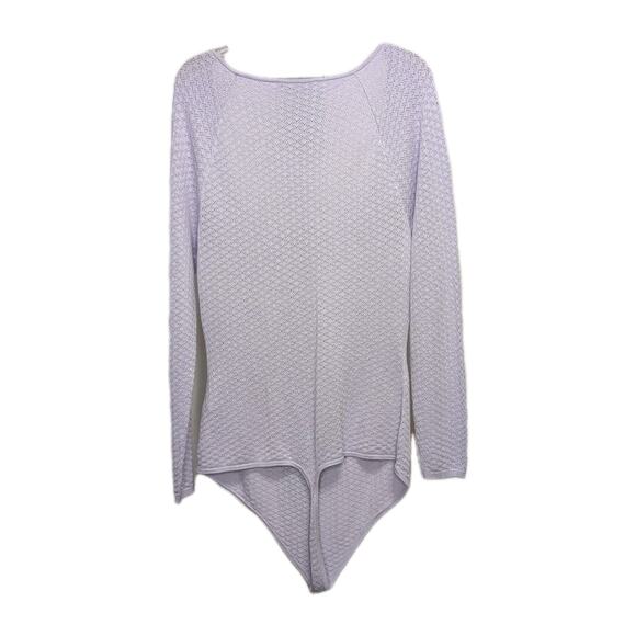 Abercrombie & Fitch Pointelle Square Neck Thong Bodysuit Women's XL Lavender NEW - Picture 2 of 15